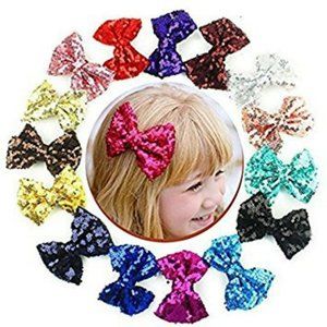 30-Piece Glitter Sequins 4" Hair Bows Alligator Hair Clips